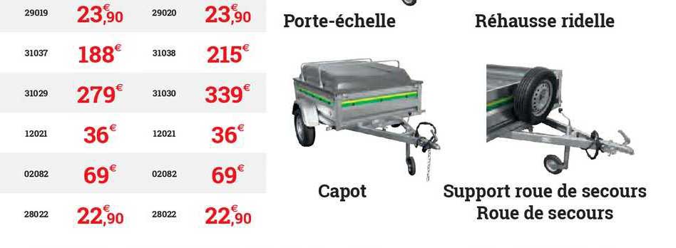 porte-échelle, capot, réhausse ridelle, support roue de secours