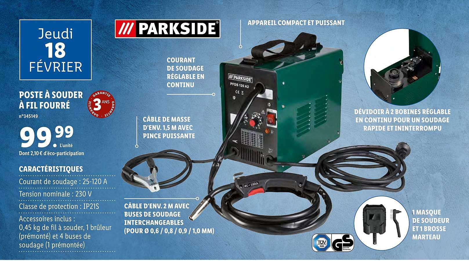 poste à souder à fil fourré parkside