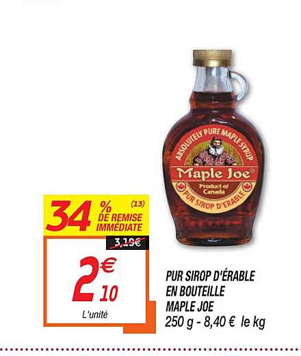 pur sirop d'érable en bouteille maple joe