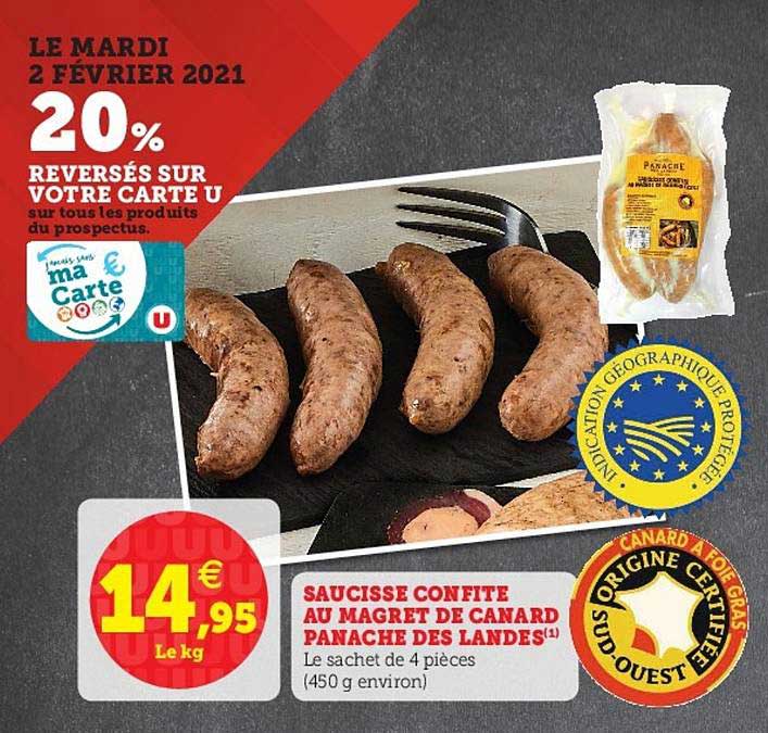saucisse confite au magret de canard panaché des landes