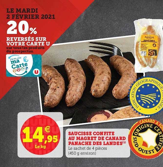 saucisse confite au magret de canard panaché des landes