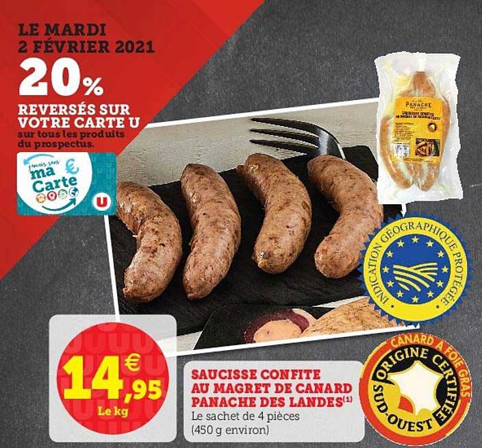 saucisse confite au magret de canard panaché des landes