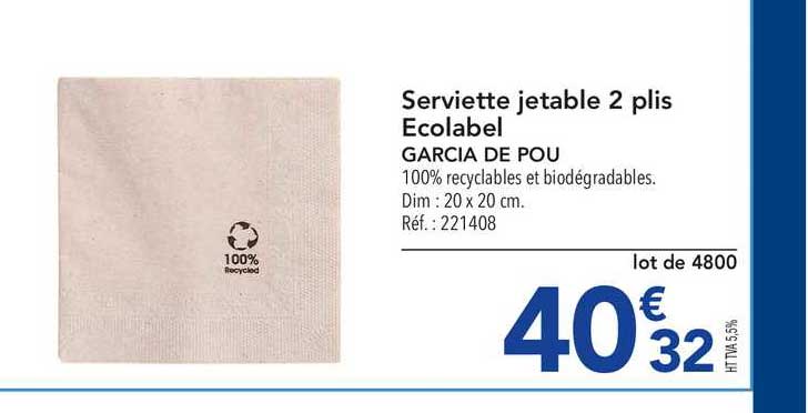 serviette jetable 2 plis ecolabel garcia de pou