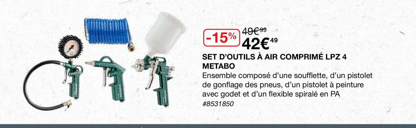 set d'outils à air comprimé lpz 4 metabo