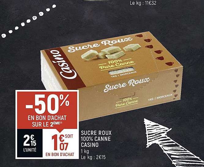 sucre roux 100% canne casino
