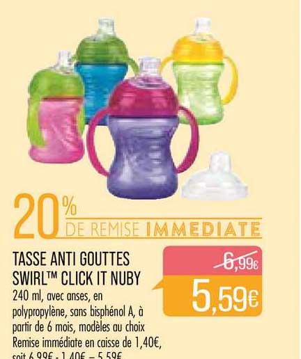 Tasse Anti Gouttes Swirl Click It Nuby