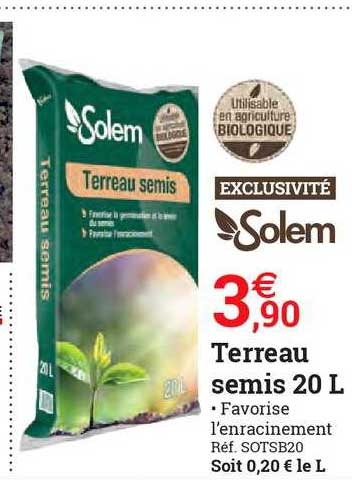 terreau semis 20 l solem