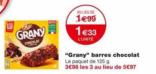 "grany" Barres Chocolat