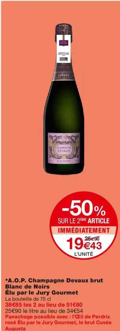 a.o.p. champagne duvaux brut blanc de noirs élu par le jury gourmet