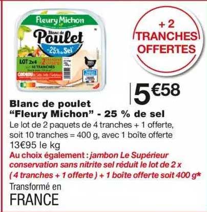 blanc de poulet "fleury michon" -25% de sel