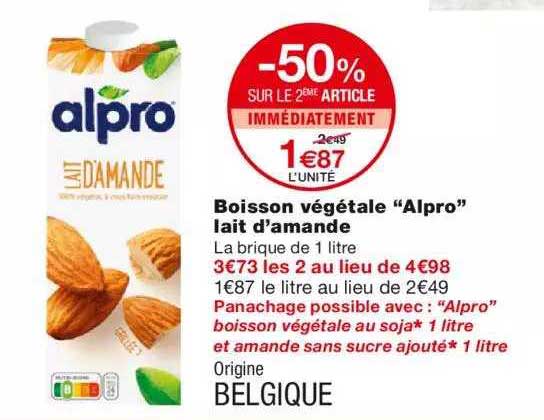 boisson végétale "alpro" lait d'amande