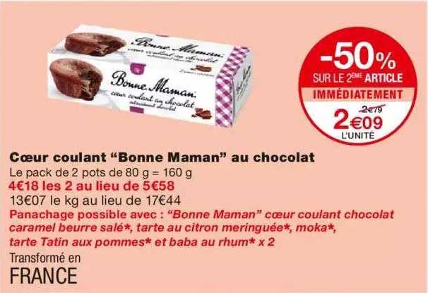 cœur coulant "bonne maman" au chocolat