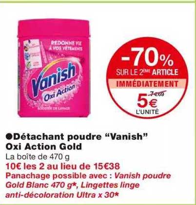 détachant poudre "vanish" oxi action gold