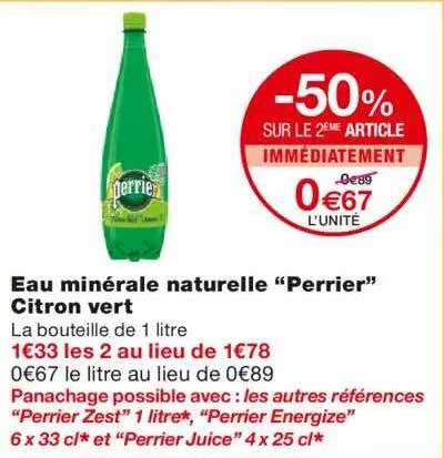 Eau Minérale Naturelle "perrier" Citron Vert