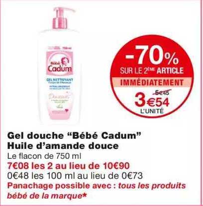 gel douche "bébé cadum" huile d'amande douce
