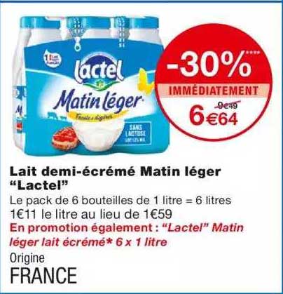 lait demi-écrémé matin léger "lactel"