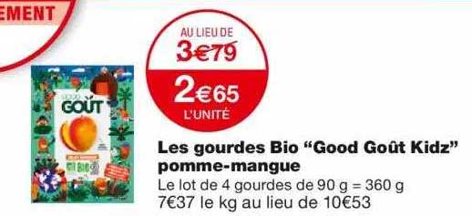 les gourdes bio "good goût kidz" pomme-mangue