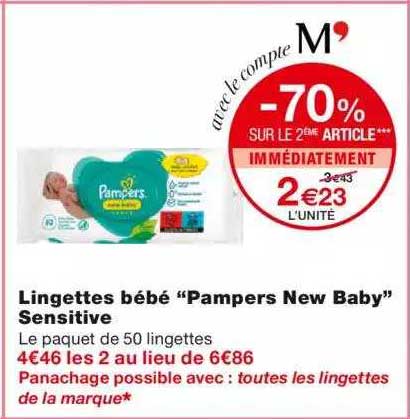 lingettes bébé "pampers new baby" sensitive
