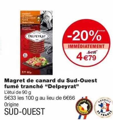 magret de canard du sud-ouest fumé tranché "lepeyrat"
