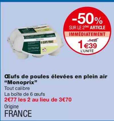 Oeufs De Poules élevée En Plein Air "monoprix"