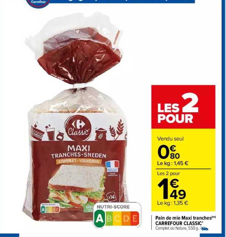 Pain De Mie Maxi  Tranches Carrefour Classic'
