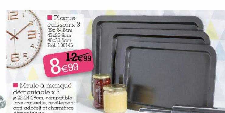 plaque cuisson x3, moule à manqué démontable x3