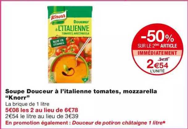 soupe douceur à l'italienne tomates, mozzarella "knorr"