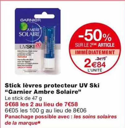 stick lèvres protecteur uv ski "garnier ambre solaire"