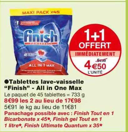 tablettes lave-vaisselle "finish" - all in one max