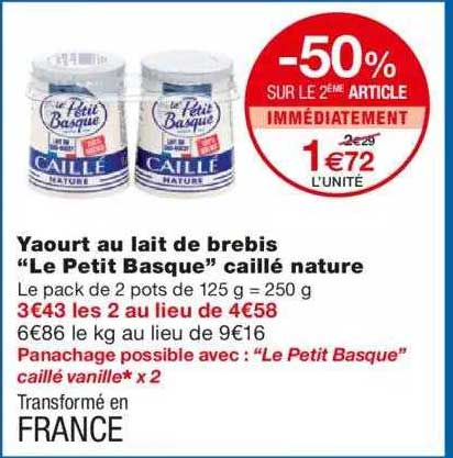 yaourt au lait de brebis "le petit basque" caillé nature