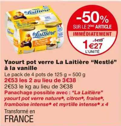 Yaourt Pot Verre La Laitière "nestlé" à La Vanille
