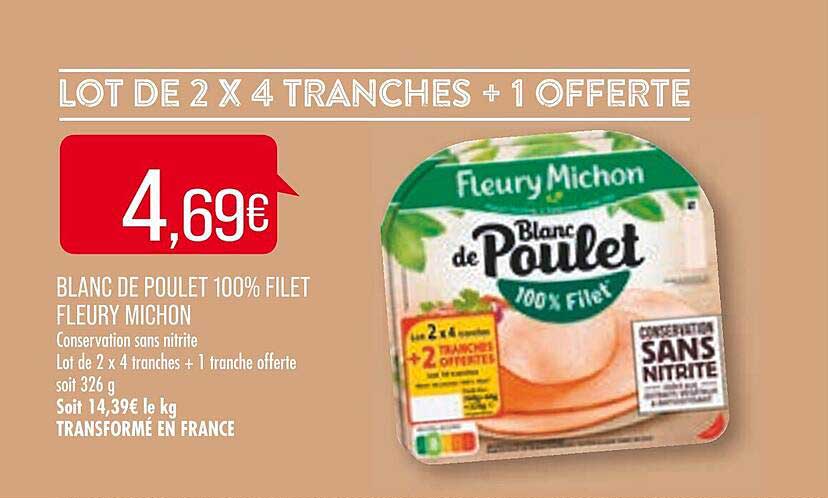 blanc de poulet 100% filet fleury michon