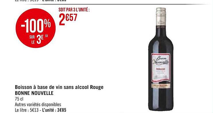 boisson à base de vin sans alcool rouge bonne nouvelle