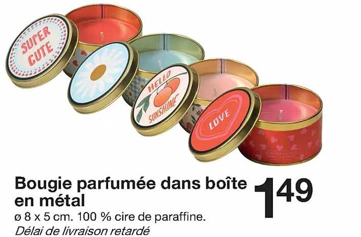bougie parfumée dans boîte en métal