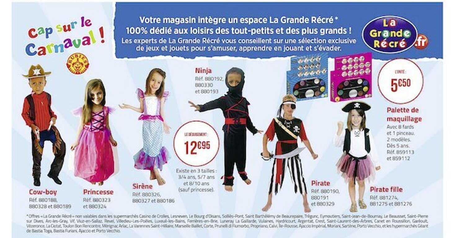 cap sur le carnaval : cow-boy, princesse, sirène, ninja, pirate, palette de maquillage, pirate fille