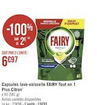 capsules lave-vaisselle fairy tout en 1 plus citron