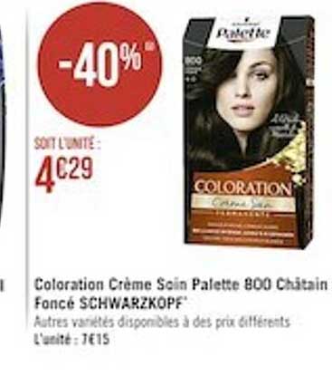coloration crème soin palette 800 châtain foncé schwarzkopf