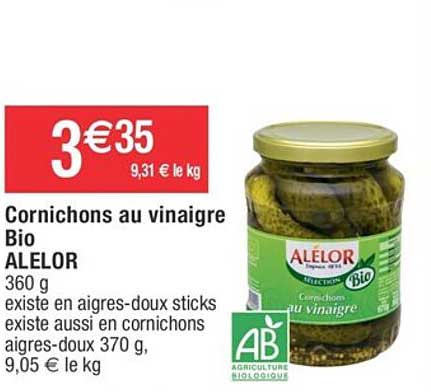Cornichons Au Vinaigre Bio Alelor