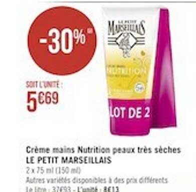 crème mains nutrition peaux très sèches le petit marseillais