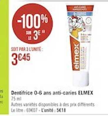 dentifrice 0-6 ans anti-caries elmex
