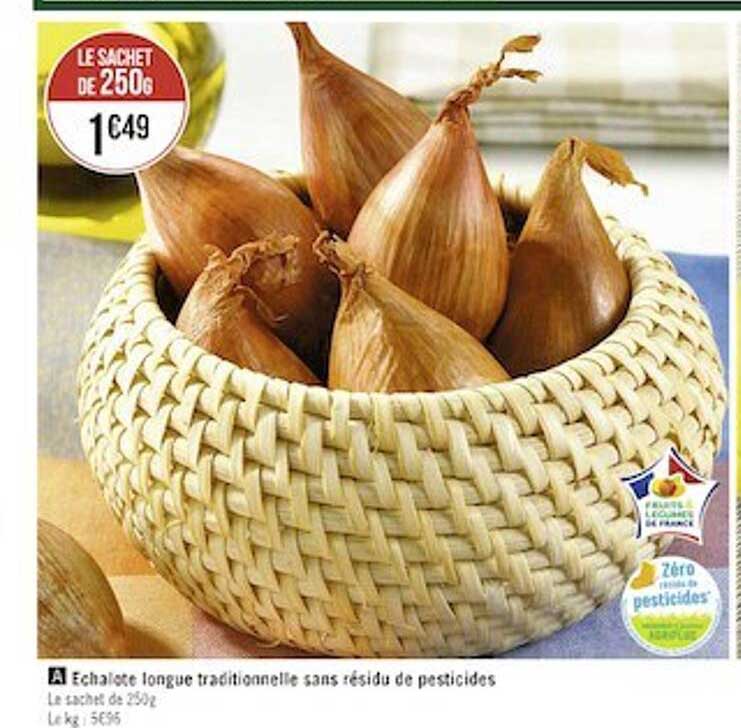 échalote longue traditionnelle sans résidu de pesticides