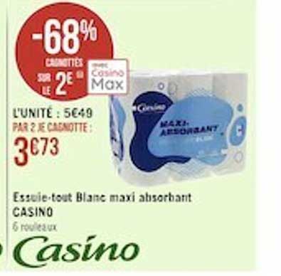 essuie-tout blanc maxi absorbant casino