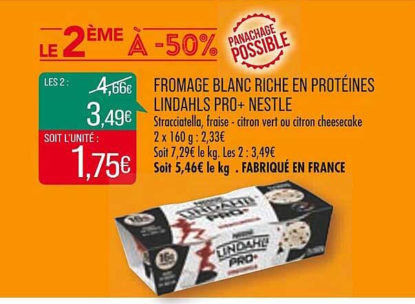 fromage blanc riche en protéines lindahls pro+ nestlé