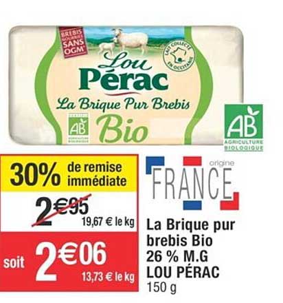 la brique pur brebis bio 26% m.g. lou pérac