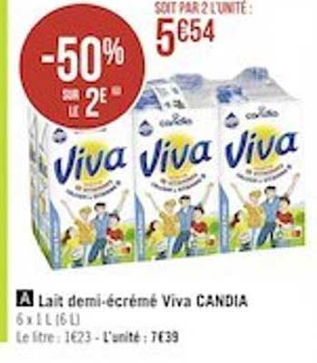 lait demi-écrémé viva candia
