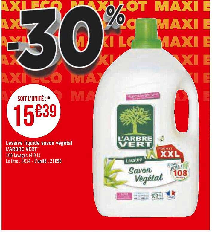lessive liquide savon végétal l'arbre vert