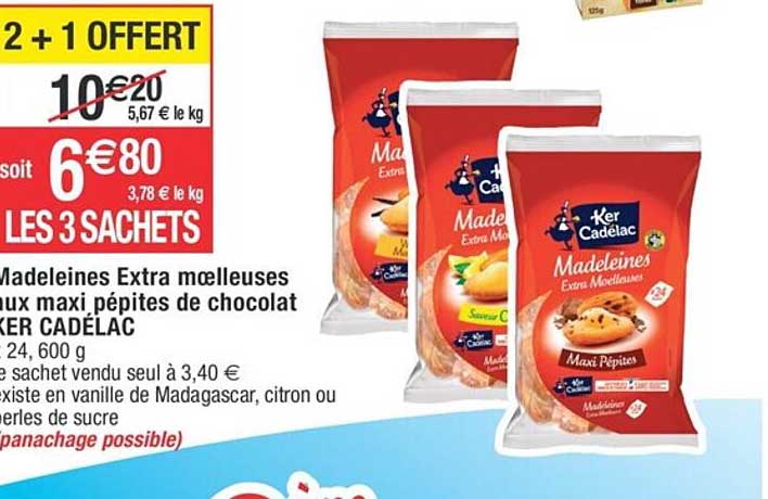 madeleines extra moelleuses maxi pépites de chocolat ker cadélac