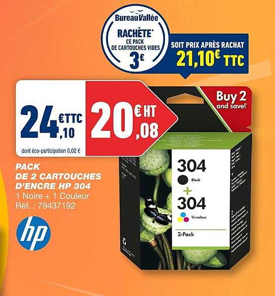 pack de 2 cartouches d'encre hp 304