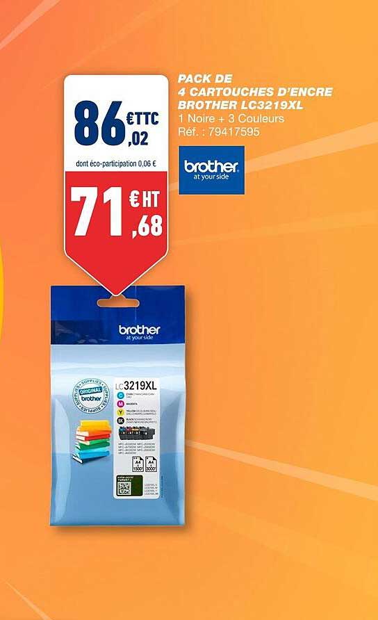 pack de 4 cartouches d'encre brother lc3219xl
