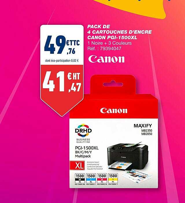 Pack De 4 Cartouches D'encre Canon Pgi-1500xl